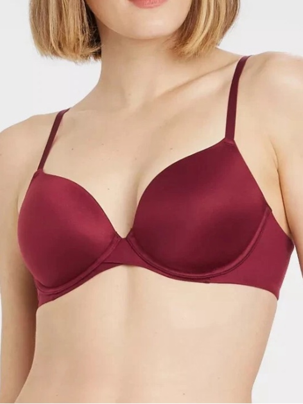 Auden Berry Red Burgundy Smooth Demi Coverage Bra